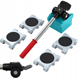 ZESTAW DO TRANSPORTU MEBLI PRZESUWANIA ROLKI 150KG 5EL Z PODNOŚNIKIEM KÓŁKA